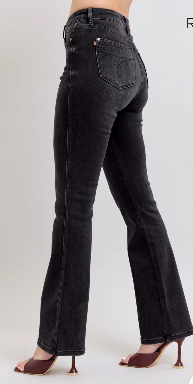 Judy Blue High Waist Tummy Control Bootcut Jeans 5/27 Black Shaping Denim Chic